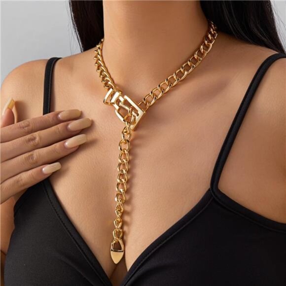 Jewelry - ✨ Chunky Cuban Link Chain Necklace | Gold Belt Buckle Statement Jewelry